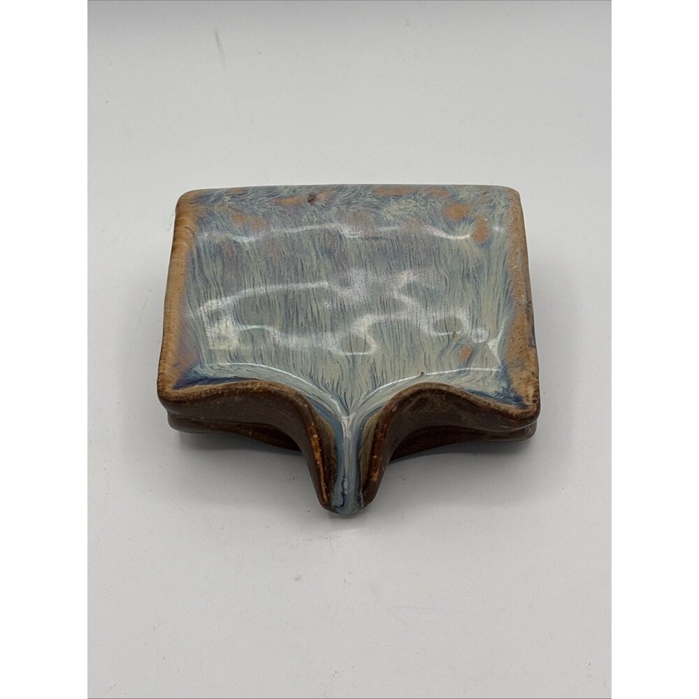 Stoneware Ceramic Sponge Holder & Soap Dish with Drip Spout - Reactive Glaze